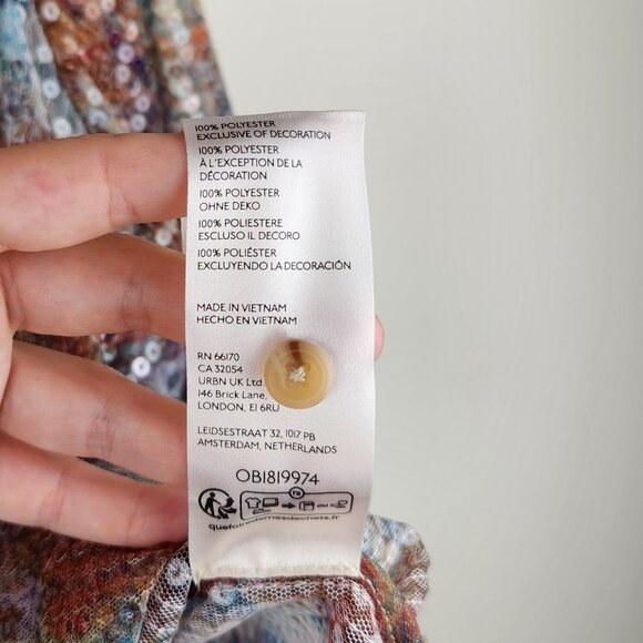 NWOT Anthropologie Pilcro Multicolored Floral Sequin Button Up Shirt Top sz S - Picture 11 of 12